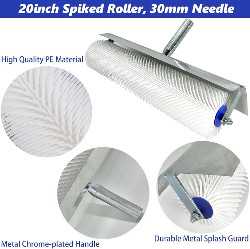 DBYANAN Self Leveling Tools Kit Spiked Roller 20 in 9 inch Epoxy Roller Spike Shoes for Concrete Epoxy Flooring Stainless Steel Notched Squeegee Rake Cement Floor Leveling Tools - Image 2